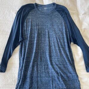 Old Navy Men's Heathered Blue Raglan Long Sleeve Tee